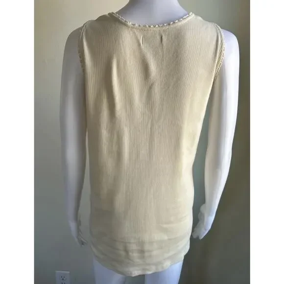 Sundance Ribbed Tank Womens XXL Cream V Neck Sleeveless Basic Layering EUC - Picture 3 of 10